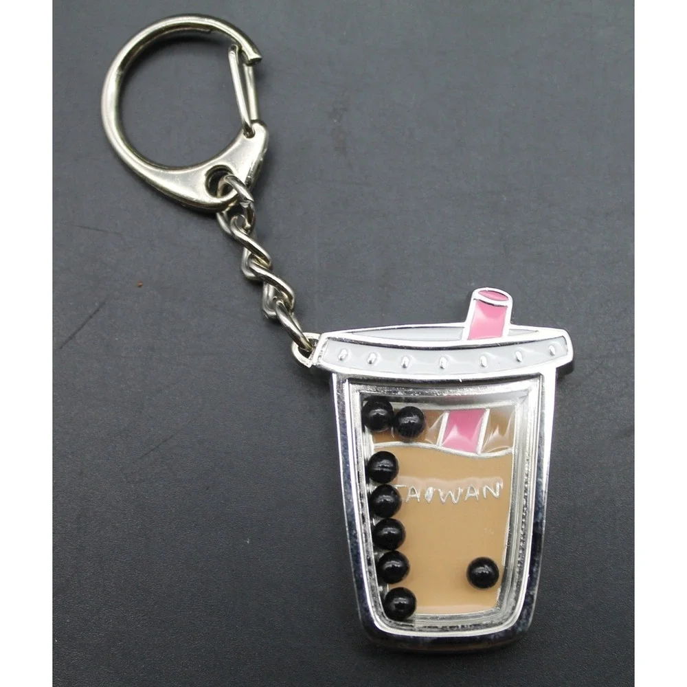 Taiwan Tourist Souvenir Boba Bubble Milk Tea Keychain Moving Pearls